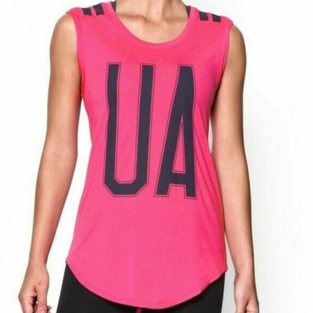 Under Armour Pink Logo Sleeveless Athletic Top size M